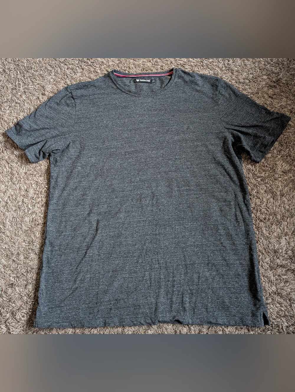 Buttercloth Charcoal Heather Cotton Crewneck Logo Shirt Men's 2XL
